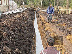 Укладка геотекстиля в траншеи Укладка геотекстиля в траншеи